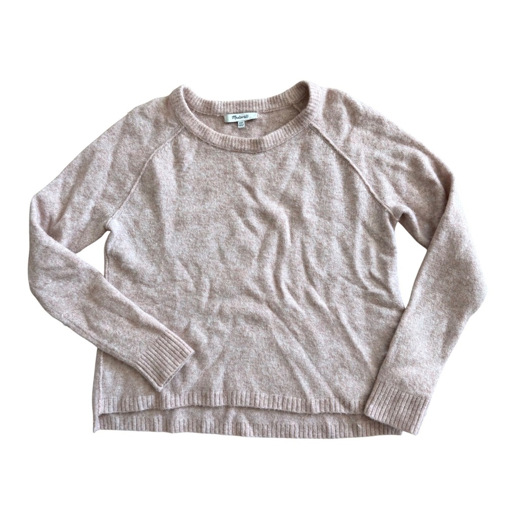 Madewell Womens XXS Pink Wool Alpaca Blend Raglan Crewneck Pullover Sweater